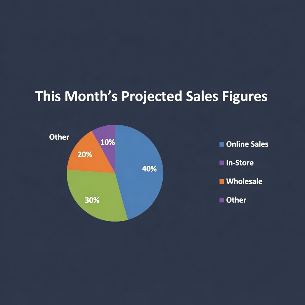 Projected sales figures pie chart used as an example of manually copied reporting data